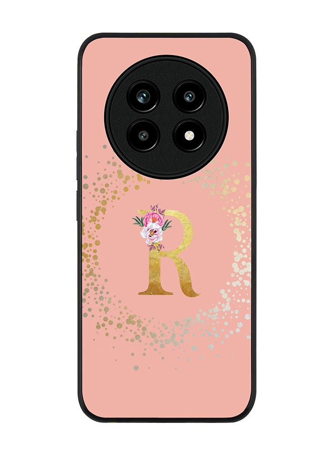 For Realme 13 Pro / 13 Pro+ Case,Slim fit Camera Protection, Shockproof Thin Phone cover  - Custom Monogram Floral - R  (Rose Pink )